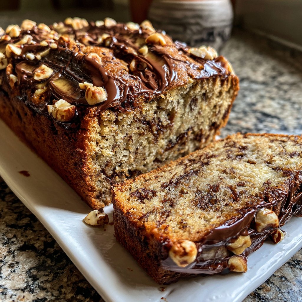 Bananenbrot mit Kakao und Haselnüssen