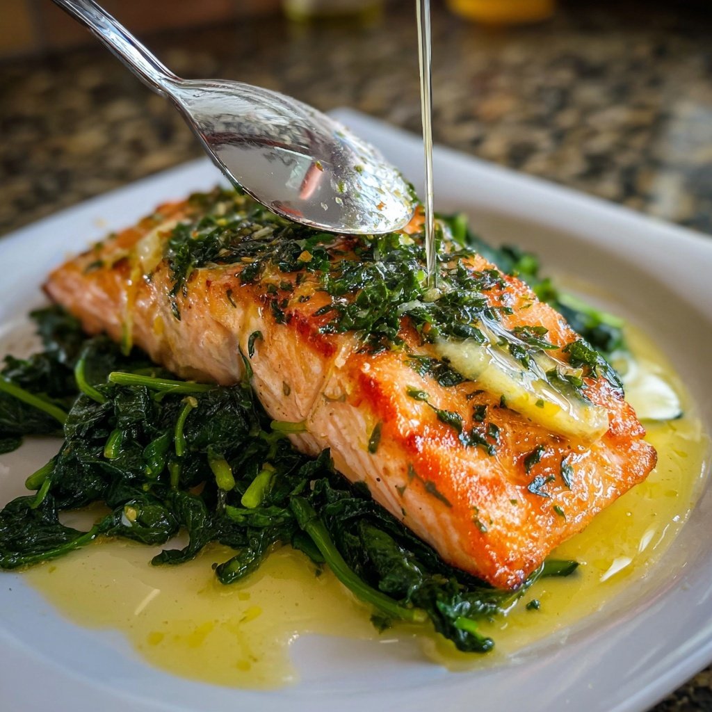 Lachs auf Spinatbett