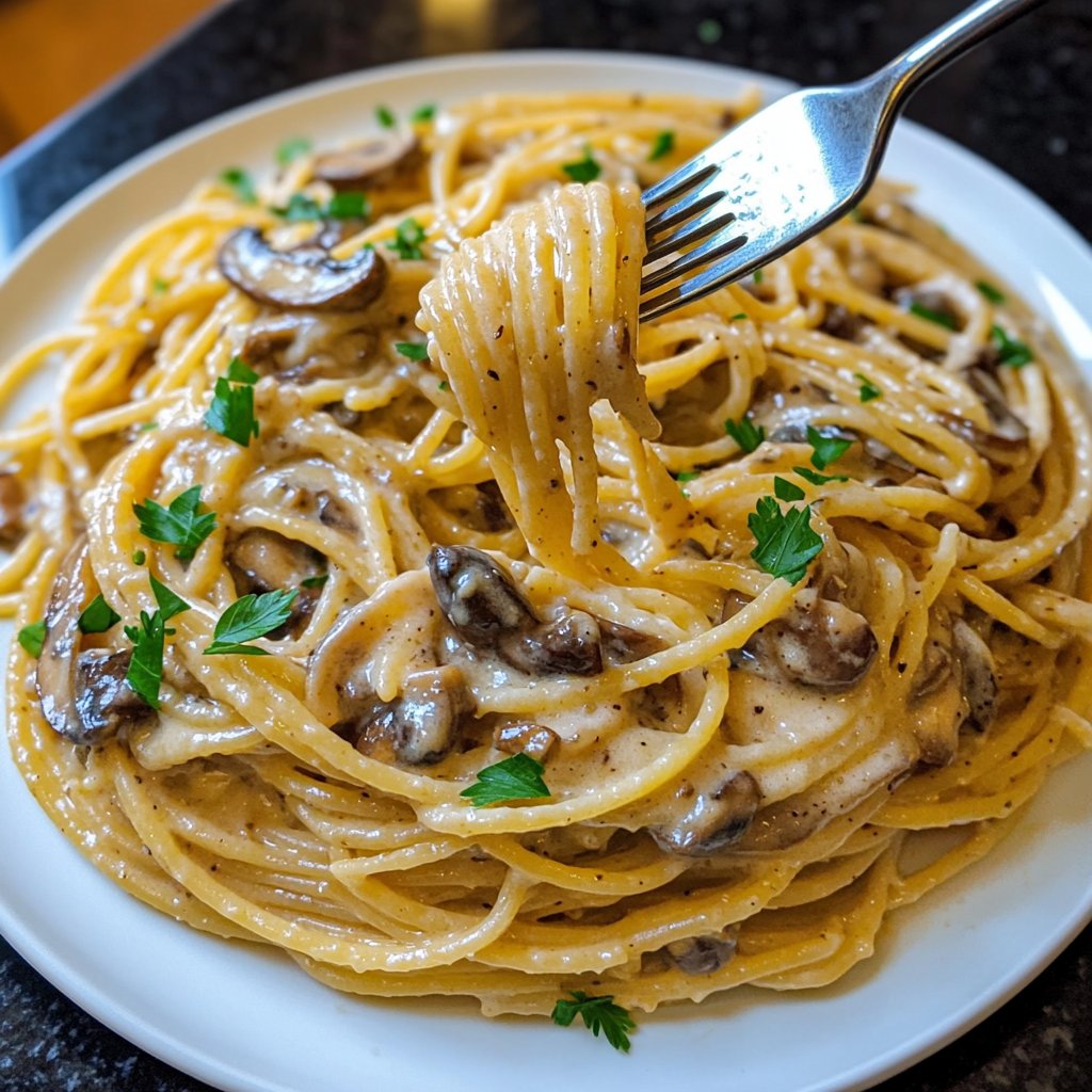 Spaghetti mit cremiger Pilzsauce