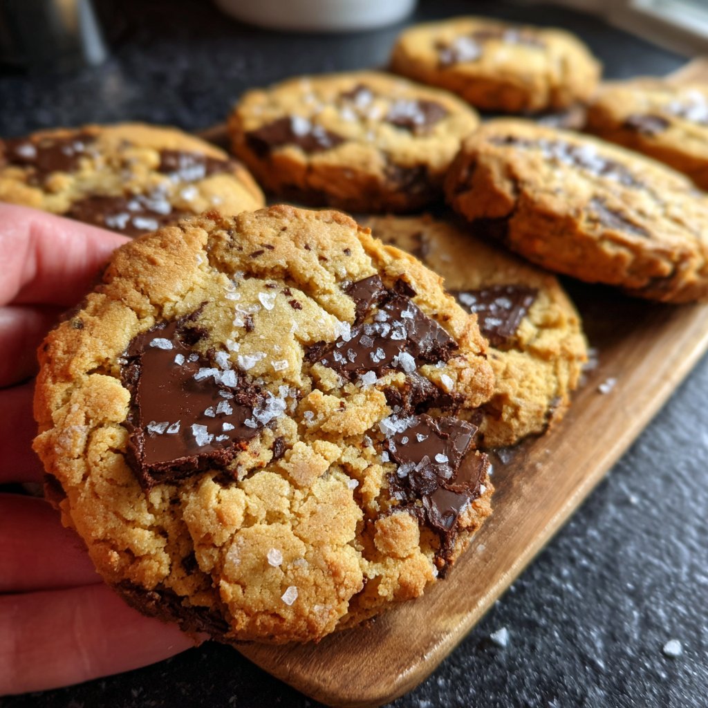Cookies mit Zartbitterschokolade und Meersalz
