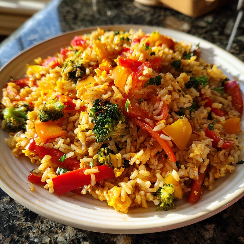 Abendessen mit Reis und Gemüse