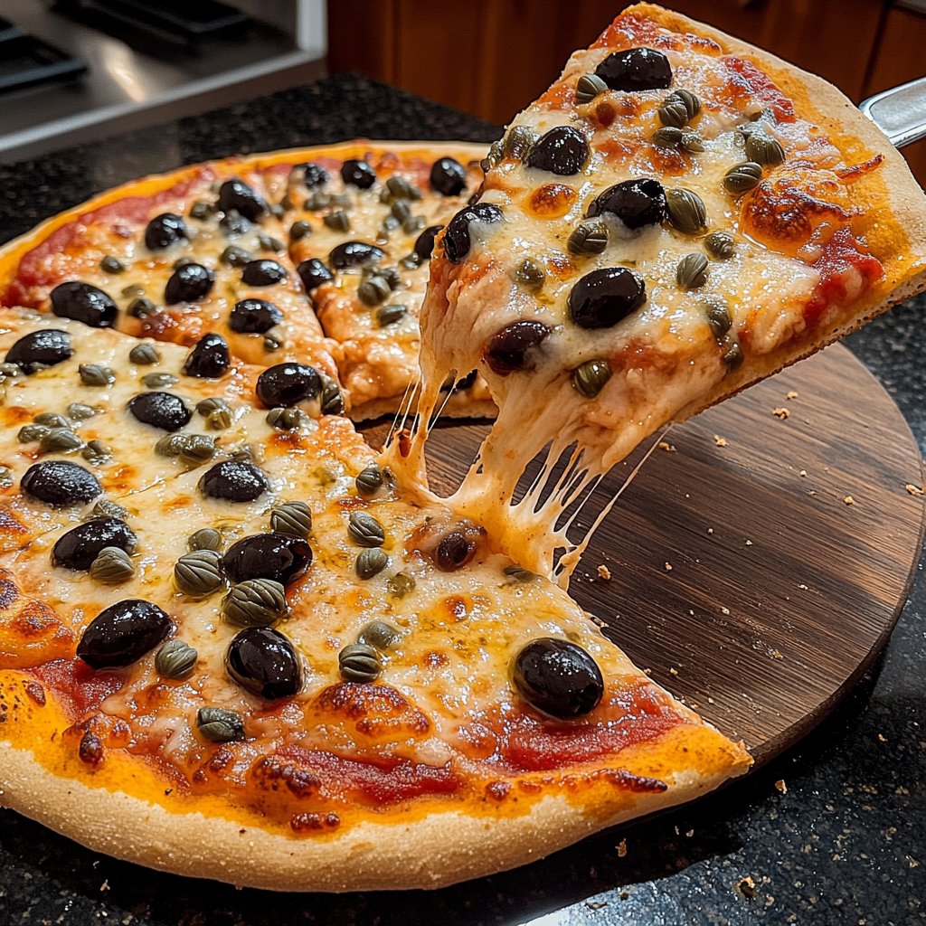 Pizza mit Oliven und Kapern